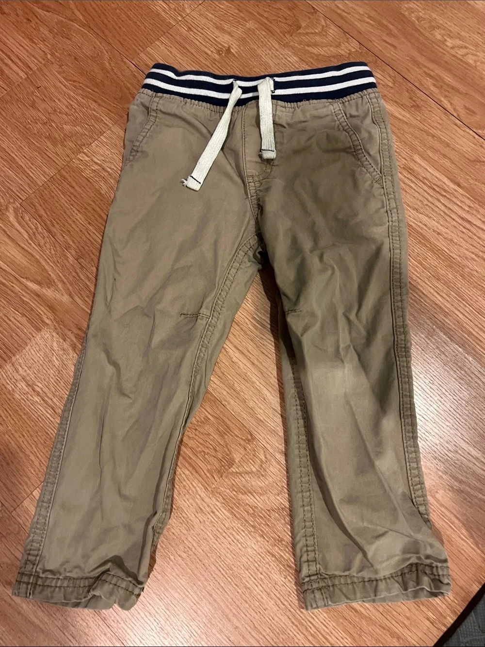Carter's Khaki Jogger Pants with Navy & White Stripe Waistband